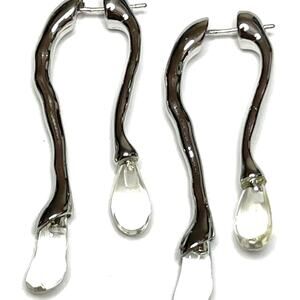 Earrings Unique Front Back Double Drop Clear Lucite Silver Ear Jackets O25